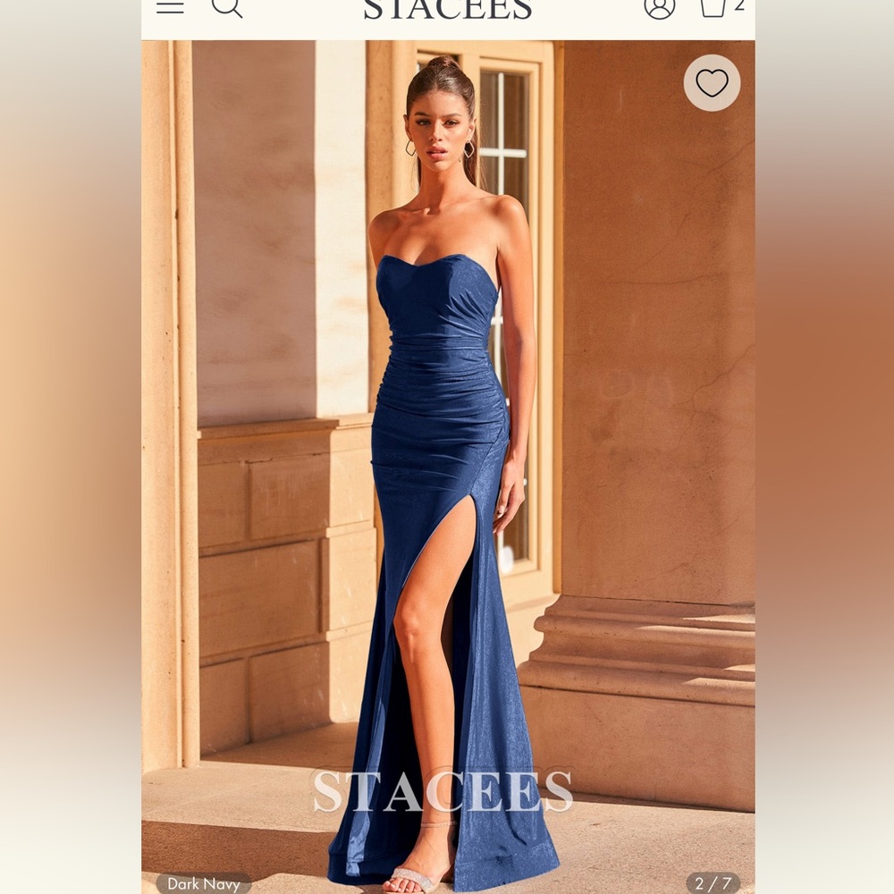 NWT Trumpet/Mermaid Sweetheart Jersey Sweep Train Prom Dress w/Pleated Split sz6